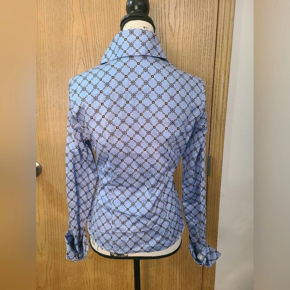 Emanuel Berg Preppy Old Money Printed Vintage Vibe Retro Button Down Shirt - Picture 3 of 4